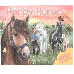 Aktivitetsbok Create your happy horses, en mengde hester! 30×24,5 cm, 24 sider + 420 klistremerker