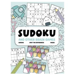 Aktivitetsbok Sudoku – sudokuer, finn fem feil, labyrinter og gåter! 21×28 cm, 48 sider