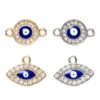 Anheng charms 2 par øyne, evil eye og ovale, gull- og sølvfargede med strass