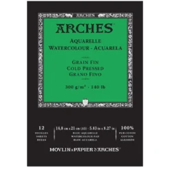 Arches akvarellblokk GF, CP, A5 – 148×210 mm, 12 ark, 300 g/m²