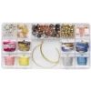 Armbåndsett, alt for å lage tekstilarmbånd – bling, perler, dusker og sløyfer!