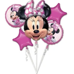Ballongbukett Minni – 53×66 cm stor Minni Mus og 4 mindre ballonger
