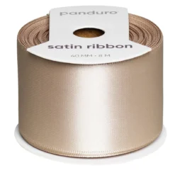 Beige satengbånd – 40 mm bredt og 8 meter langt