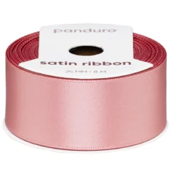 Blekrosa satengbånd – 25 mm bredt og 8 meter langt