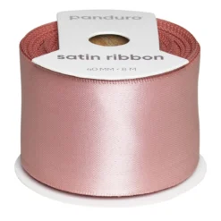 Blekrosa satengbånd – 40 mm bredt og 8 meter langt