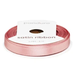Blekrosa satengbånd – 6 mm bredt og 8 meter langt