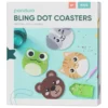 Bling Dots Coasters 4-pakning, perle kjempesøte underlag med dyremotiv Ø 9,5 cm