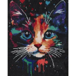 Bling Dots, diamond painting for barn over 8 år, selvlysende katt 30×40 cm