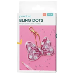 Bling Dots Sløyfe nøkkelringkit – perle en glitrende sløyfe, 8,2×6 cm