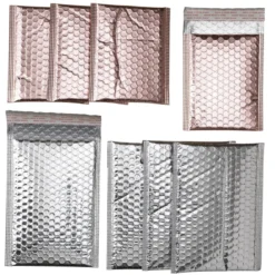 Bobleplastposer i metallicfarger, 8 stk. 150×105 mm / 200×125 mm, 4 av hver