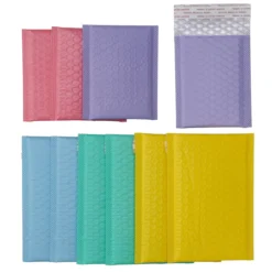 Bobleplastposer i pastellfarger, 10 stk. – 6 stk. 130×175 mm / 4 stk. 105×125 mm