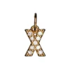 Bokstavanheng med strass X – lengde 7 mm, messing, belagt med 9 karat gull