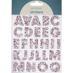 Bokstaver klistremerker A-Z glitter rosa – til sammen 50 alfabetstickers, 23 mm høye