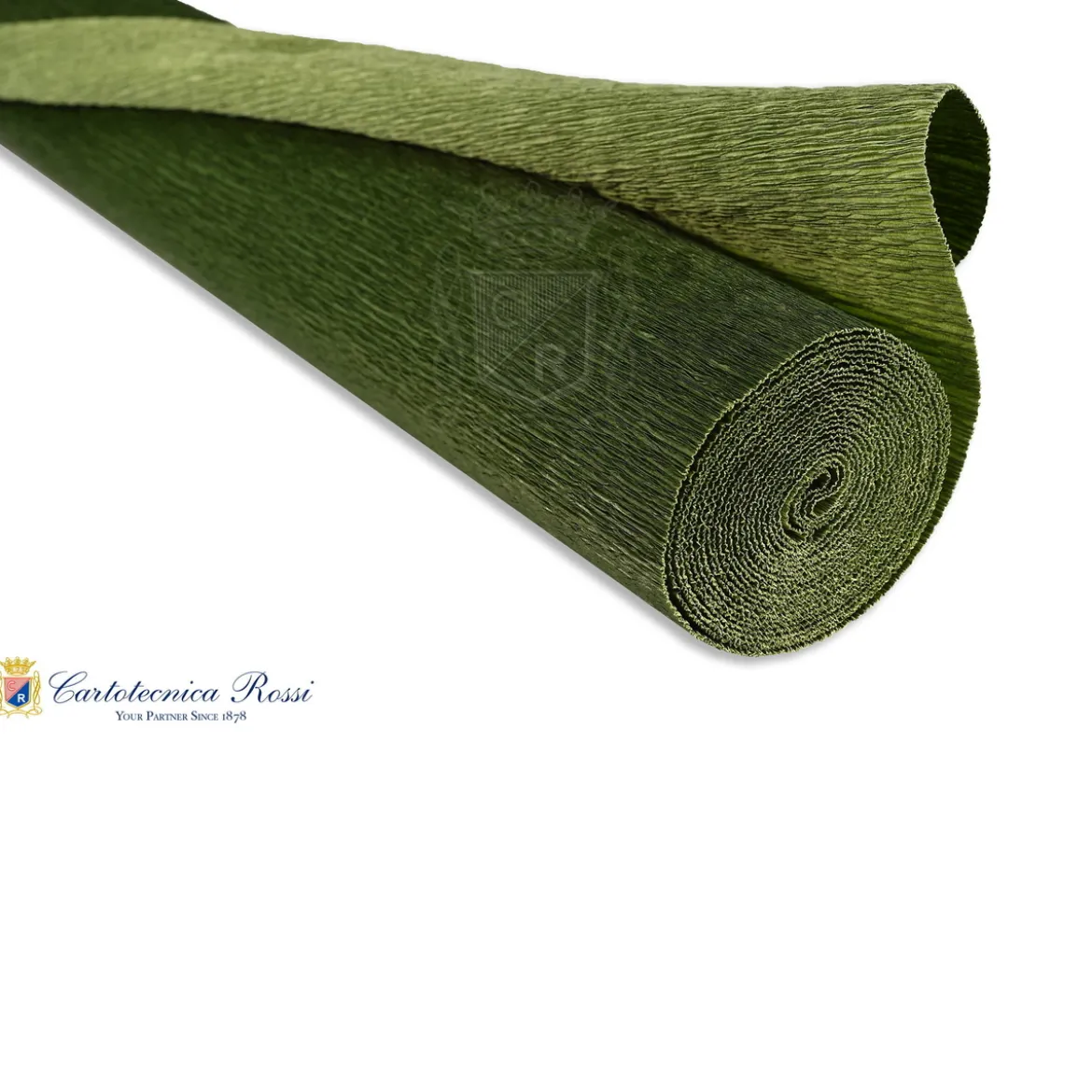 Cartotecnica Rossi kreppapir 562/1 – tonet bladgrønn, 180 g rull (144 g/m²) à 50×250 cm