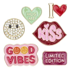 Charm Stickers Good Vibes, 6 stk. klistremerker med motiver av metall