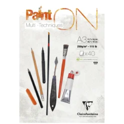 Clairefontaine Paint ON Multi Techniques blokk A3 (297×420 mm), 30 hvite ark, 250 g/m²