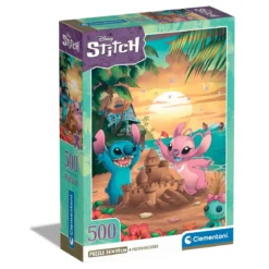 Clementoni puslespill Disney Stitch, en herlig kveld på stranden med Angel! 500 biter, 36×49 cm