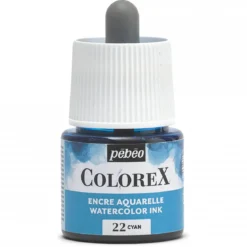 Colorex Watercolor Ink 45 ml Cyan – boks med akvarellblekk og pipette