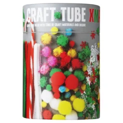 Craft Tube Xmas hobbyrør fylt med morsomme ting for vinterlig julehobby!