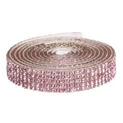 Dekorbånd selvklebende med strassteiner 1 meter×10 mm rosa