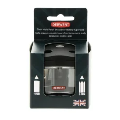 Derwent batteridrevet blyantspisser Twin Hole – vanlige blyanter og jumboblyanter, 4×AA