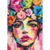 Diamond Painting ansikt med blomster, 40×60 cm lerret + perler, silikon & pinsett