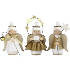 DIY-kit Angelic Choir – julehobby med 3 vakre engler av tre. L 7,5 cm