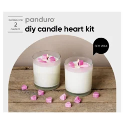 DIY-kit candle heart – støp 2 vakre lys av soyavoks med små hjerter
