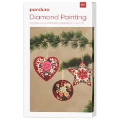 DIY-kit Diamond Painting julepynt til å henge på juletreet, 6 stk. med diameter 8–9 cm