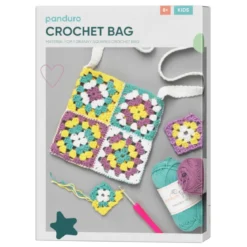 DIY-kit Granny Square Crochet Bag, hekle en søt veske med bestemorruter