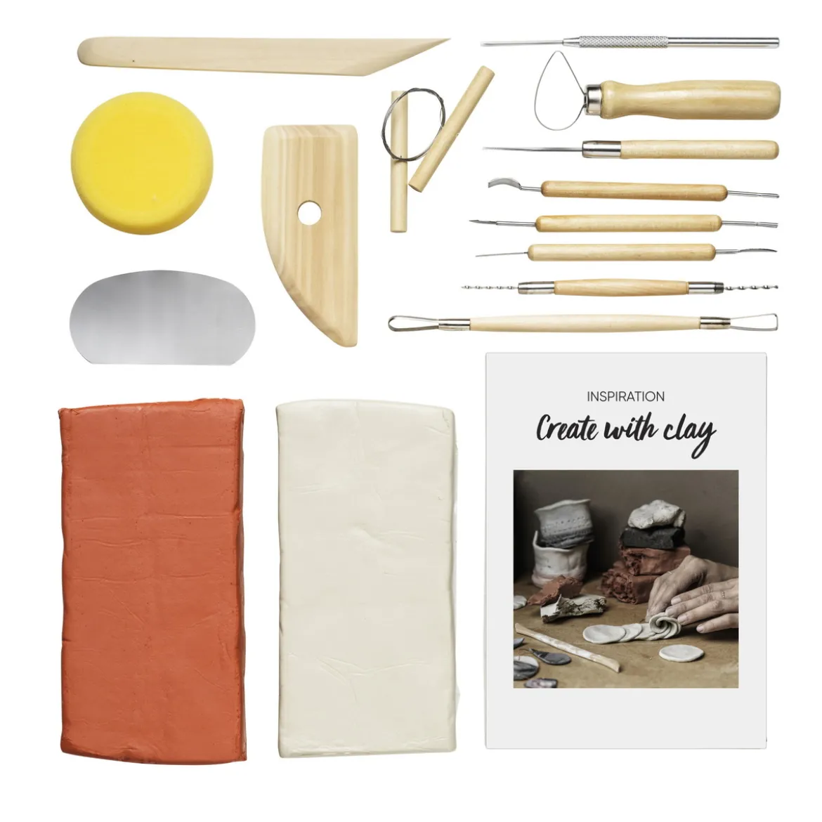 DIY-kit hobby clay – 2 kg hobbyleie og en mengde praktiske verktøy