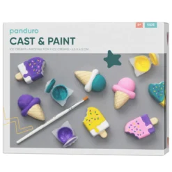 DIY-kit iskremer av gips – gips, silikonform, maling og pensel