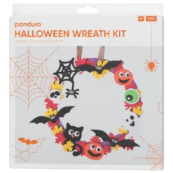 DIY-kit lag en fin Halloween-krans av funky foam og bevegelige øyne! Ø 30 cm