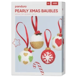 DIY-kit Pearly Xmas Baubles – lag fine julekuler med perleleire