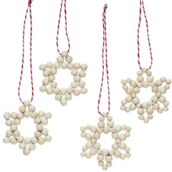 DIY-kit trestjerner – julehobby med 4 julestjerner av tre, Ø9 cm