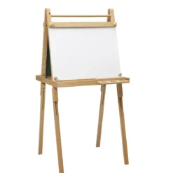 Dobbeltsidig staffeli, tegnetavle med whiteboard og griffeltavle, høyde 119–136 cm