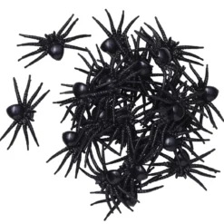 Edderkopper i plast til Halloween, 28 stk. i 3 størrelser – 2×2 / 2,8×3 / 3×4 cm
