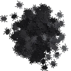 Edderkopper til halloween, minst 1000 stk. 12×13 mm, konfetti av plast