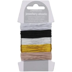 Elastisk smykketråd Ø0,5 mm soft mix – 5×4 metertråd, deriblant 2 med metallicfarge