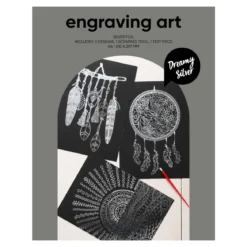 Engraving art Dreamy Silver – scratch art med 3 stk. A4-ark, sølvfargede og drømmeaktige motiver