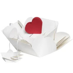 Explosion box hvit, 12×12×12 cm – full av lommer og papirhobby