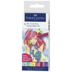 Faber-Castell PITT artist pens Manga Shôjo sett – 6 penner med penselspiss