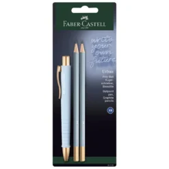 Faber-Castell Poly Ball Urban XB Set, lyseblått / gullfarget tema med kulepenn og blyanter