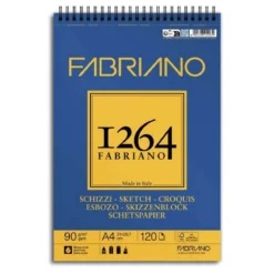 Fabriano spiralbundet skisseblokk F-1264 A4 (210×297 mm), 120 ark, 90 g/m²