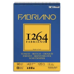 Fabriano spiralbundet skisseblokk F-1264 A3 (297×420 mm), 120 ark, 90 g/m²