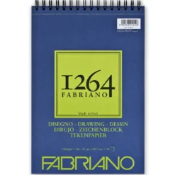 Fabriano tegneblokk F-1264 A4 (210×297 mm), 50 ark, vekt 180 gram.