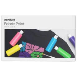 Fabric paint 5×80 ml Bright – 5 tekstilfarger i lyse farger for både lyse og mørke tekstiler