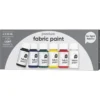 Fabric Paint set 6×50 ml, tekstilfarger i basisfarger for lyse stoffer