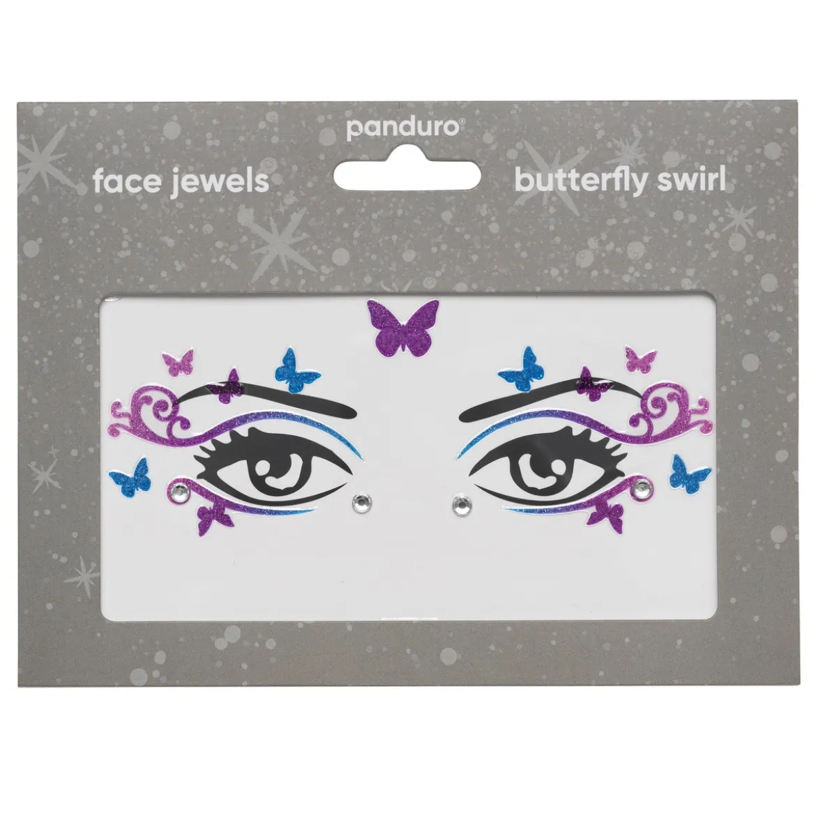 Face Jewels Butterfly Swirl – klistremerker og ansiktssmykke for utkledning og karneval