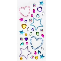 Face Jewels Happy Diamonds – 34 store og små ansiktssmykker, hjerter og stjerner